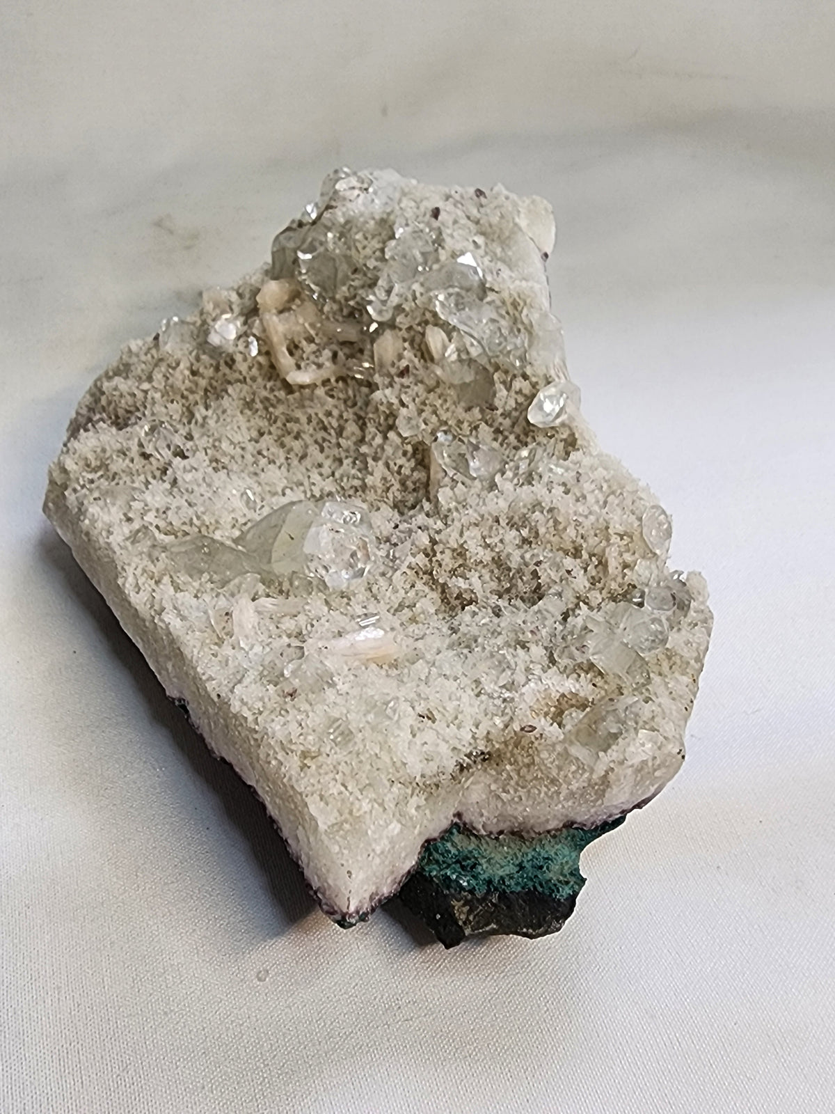 Apophylite on Druzy Quartz Specimen
