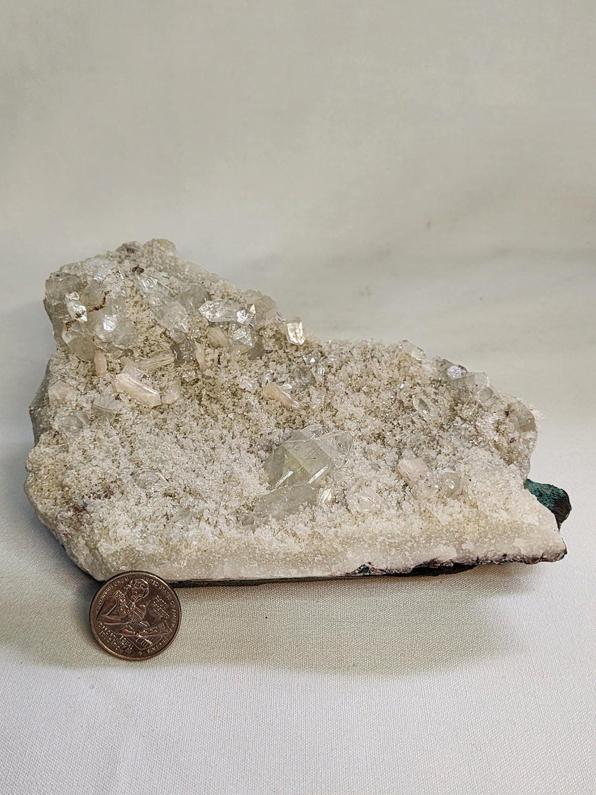 Apophylite on Druzy Quartz Specimen