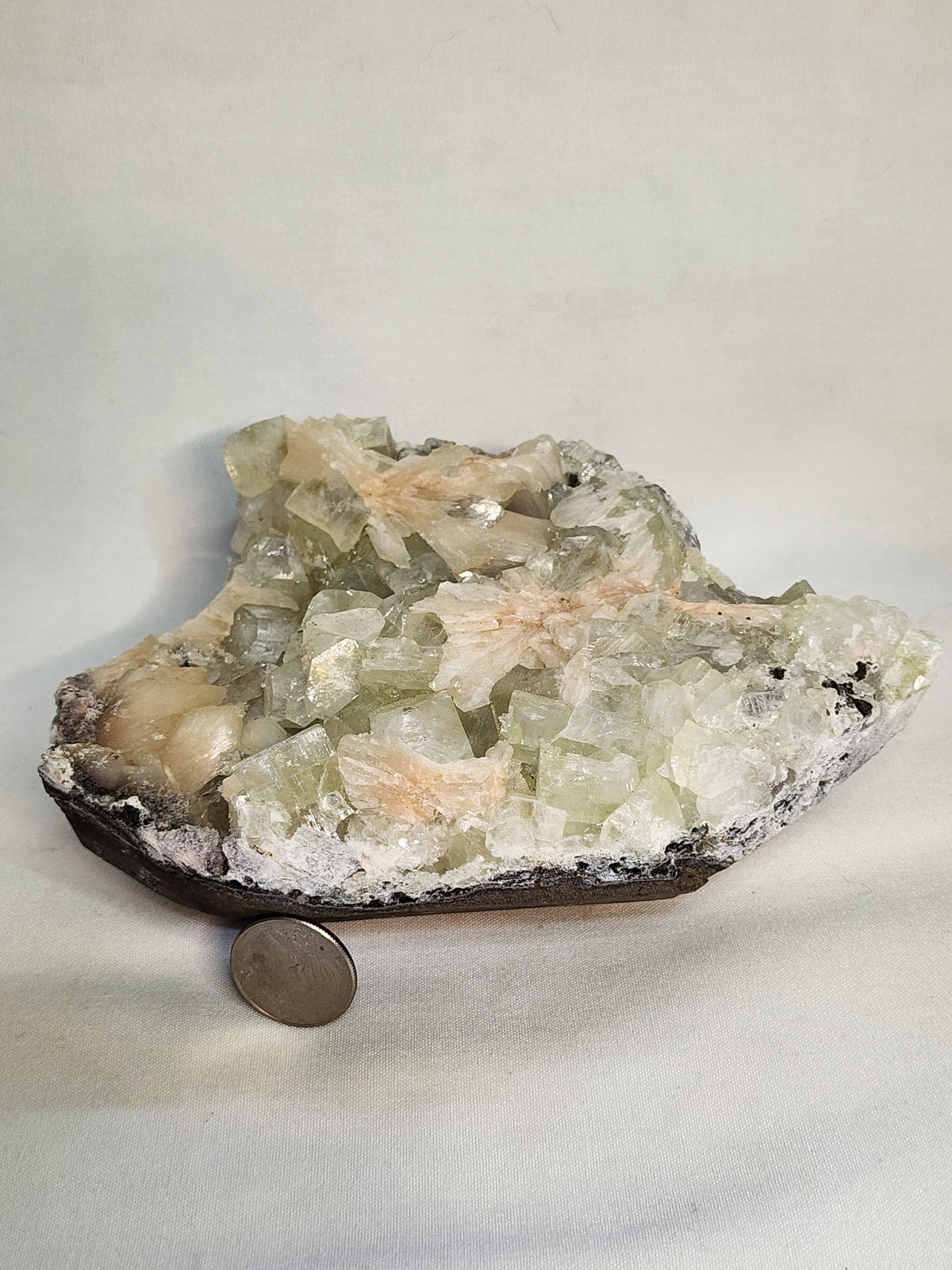 Calcite Specimen with Peach Stilbite