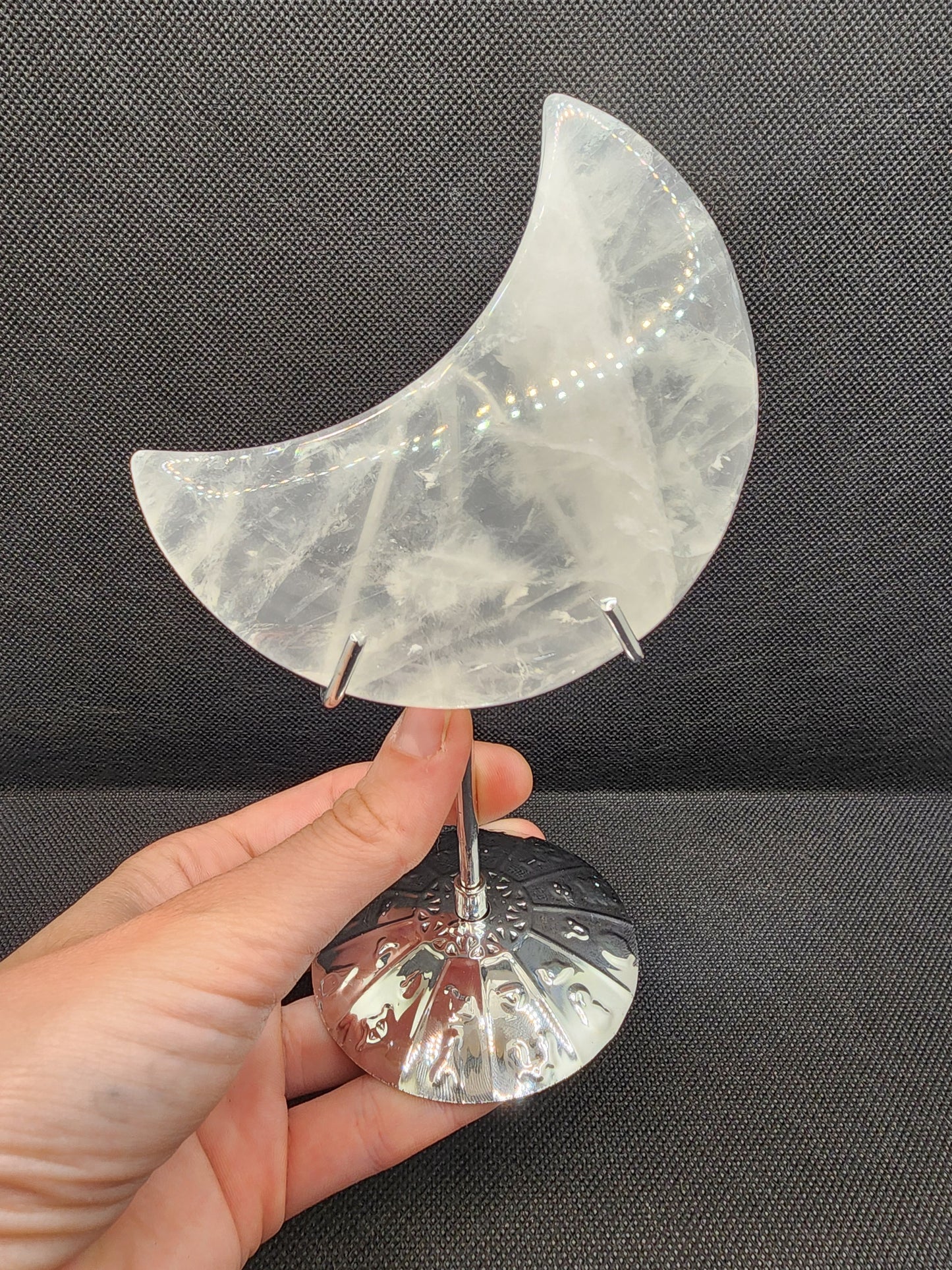 Clear Quartz Moon Display